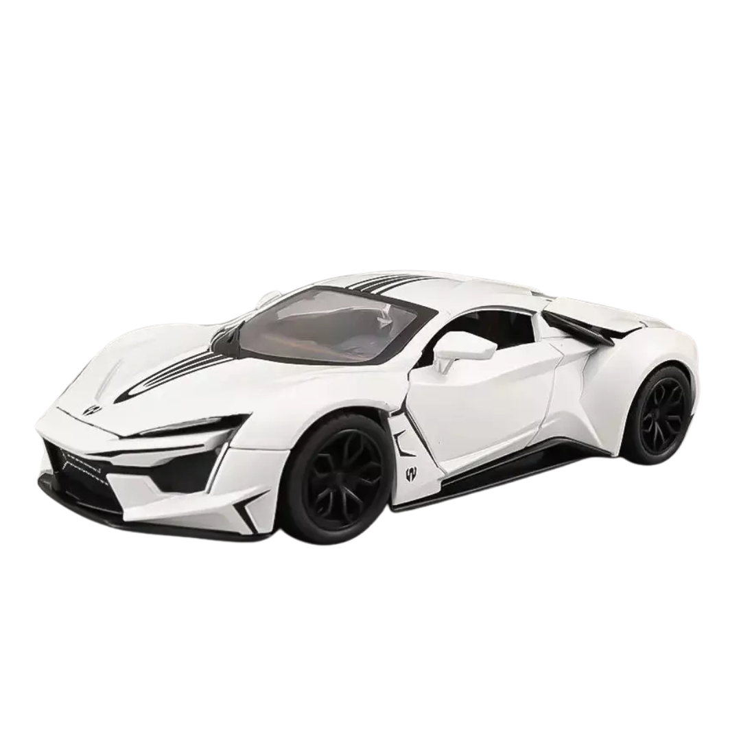Voyo 1:24 simulated Lycan supercar alloy car model with sound and light toy car ornaments in window box